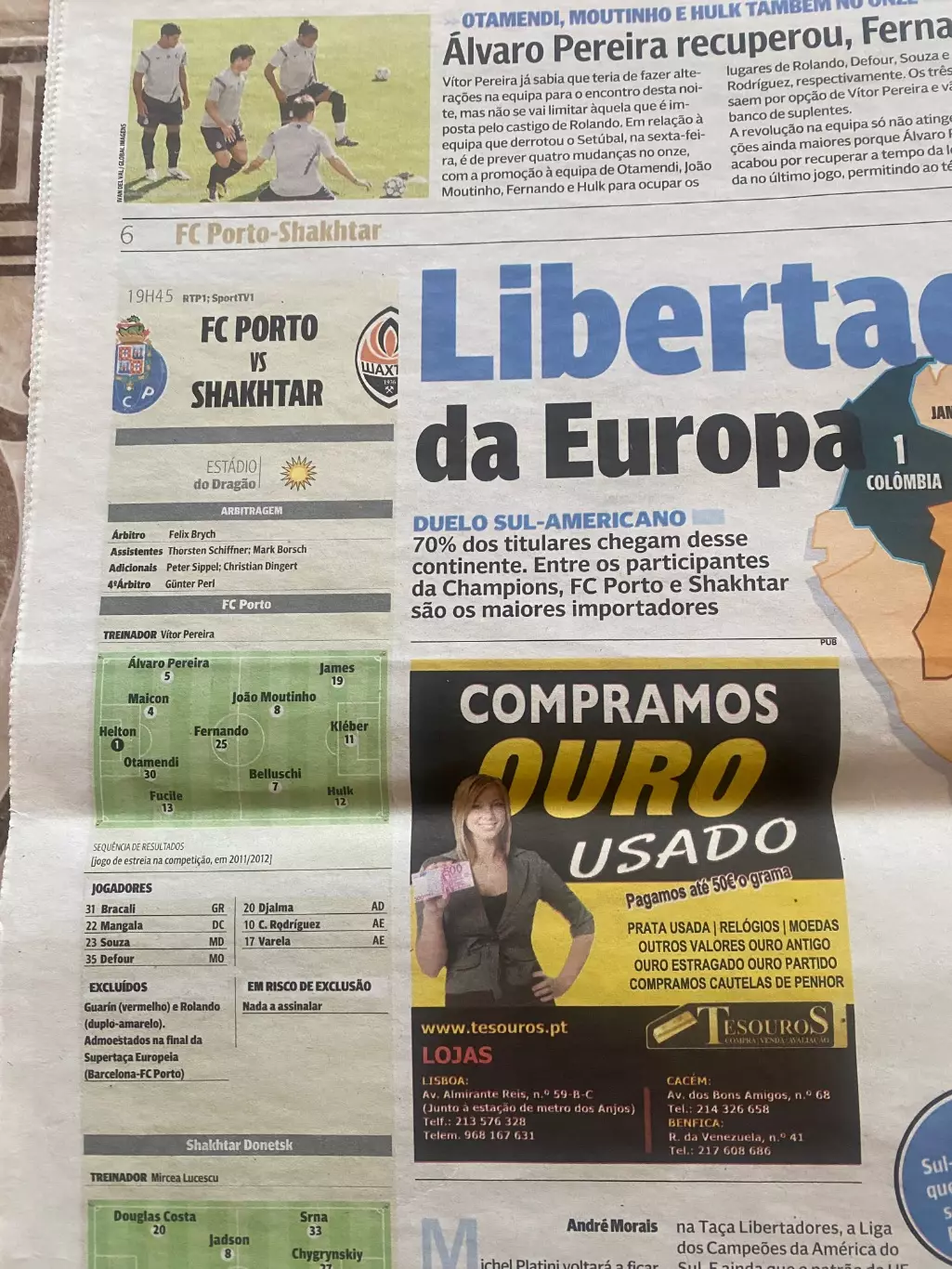 Газета до матчу Порто- Шахтар Донецьк.в, 1