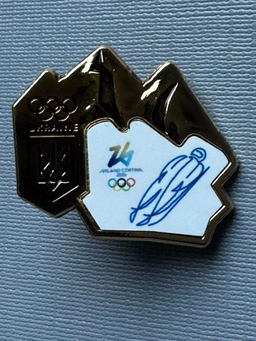 Значок. Олімпіада-2026. Санний спорт. Україна. Офіційний..