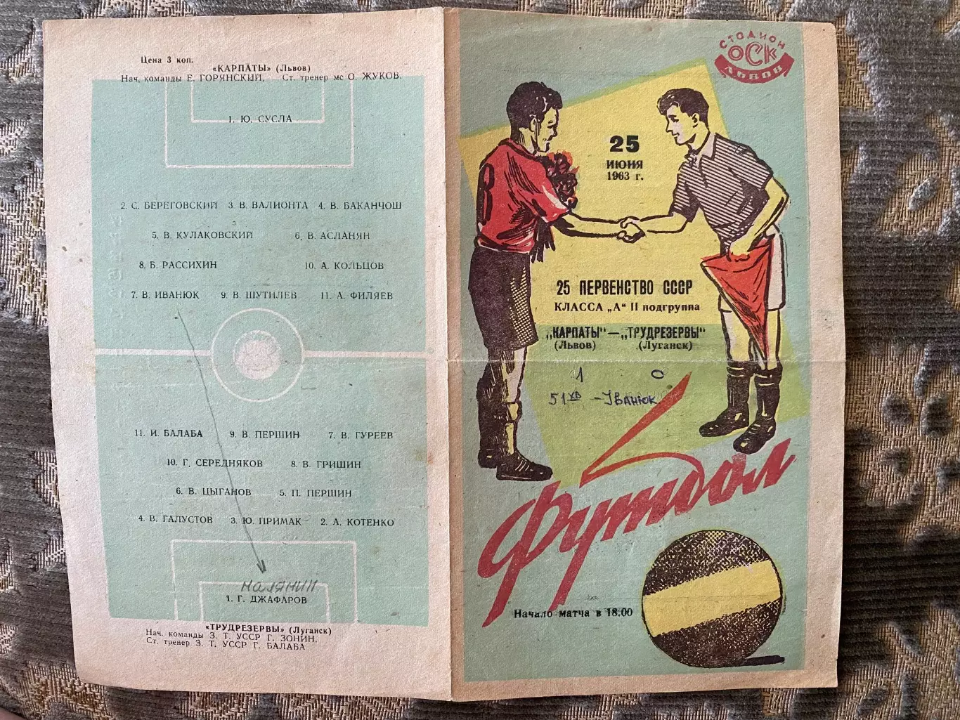 Карпати Львів- Трудрезерви Луганськ. 25.06.1963.