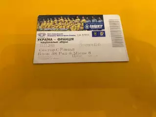 Білет. Україна- Франція. 2013.@.