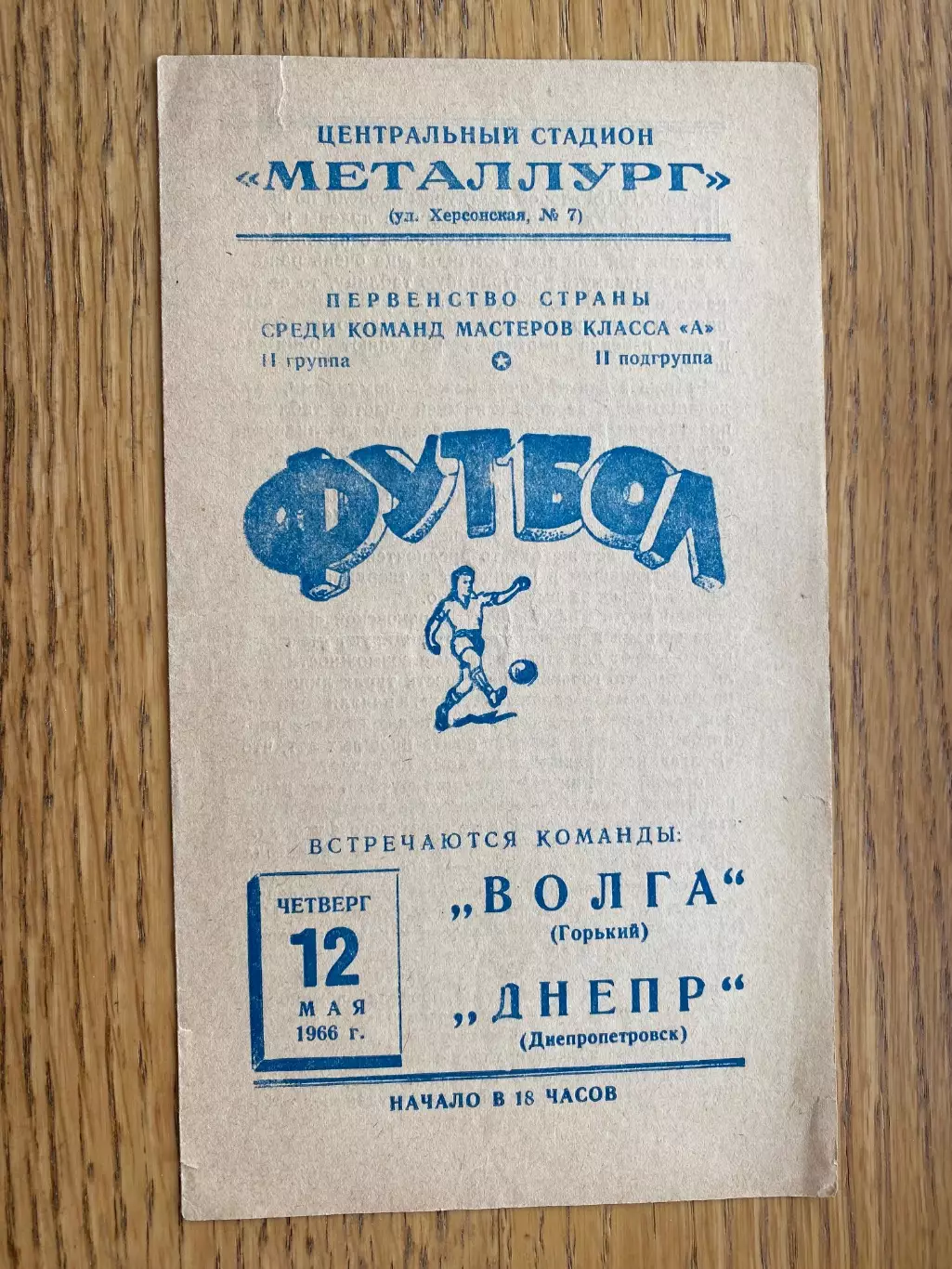 Дніпро Дніпропетровськ- Волга Горький. 1966.#.м.
