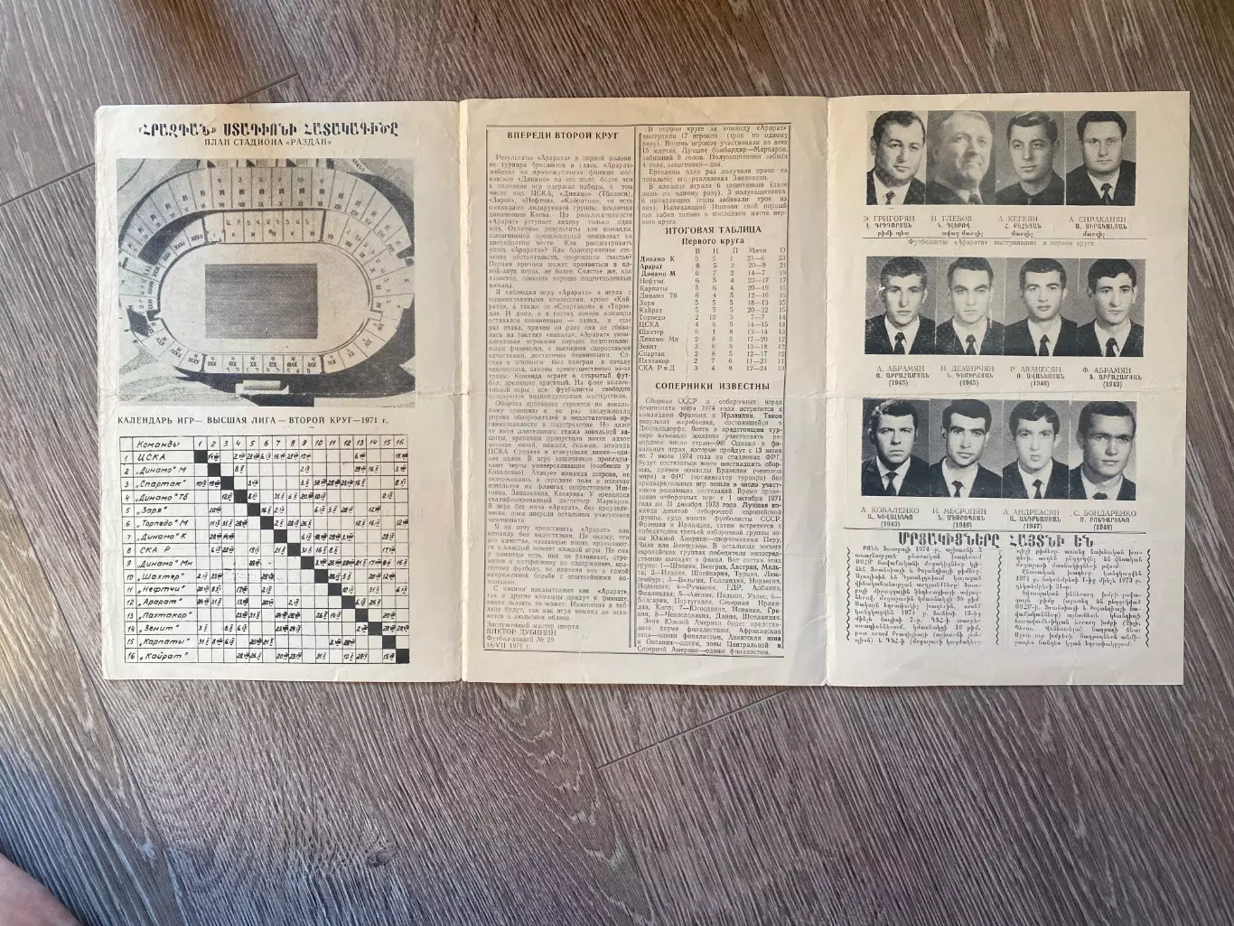 Буклет. Арарат Єреван. 1971 рік.#.м. 1