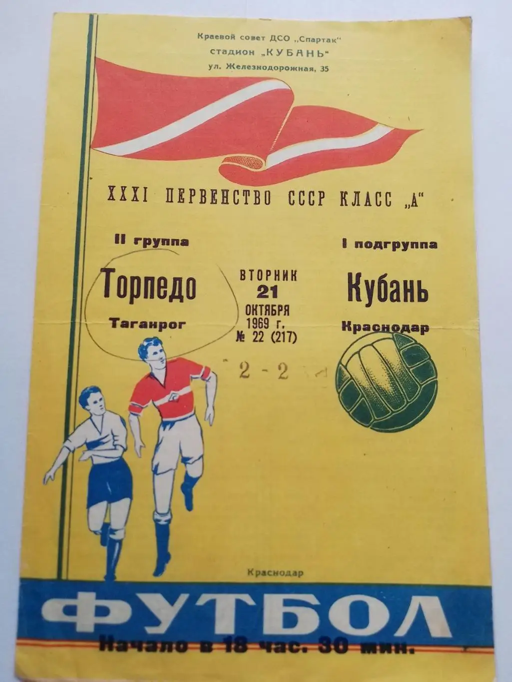 торпедо таганрог- кубань. 1969.к.