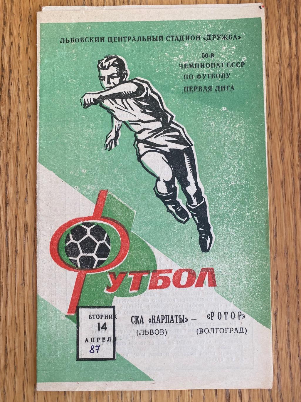 СКА Карпати Львів- Ротор Волгоград.14.04.1987.м.