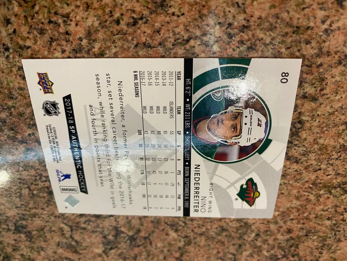 Карточка. Хокей. Ніно Нідеррейтер.в. 1