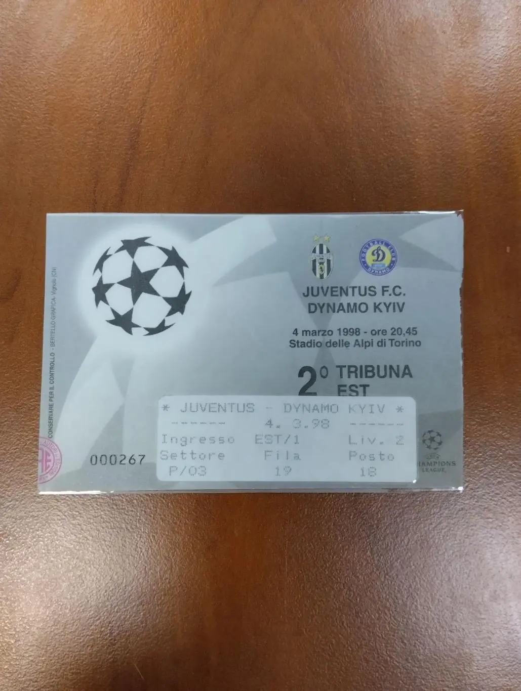 Білет. Ювентус- Динамо Київ. 1998.#.