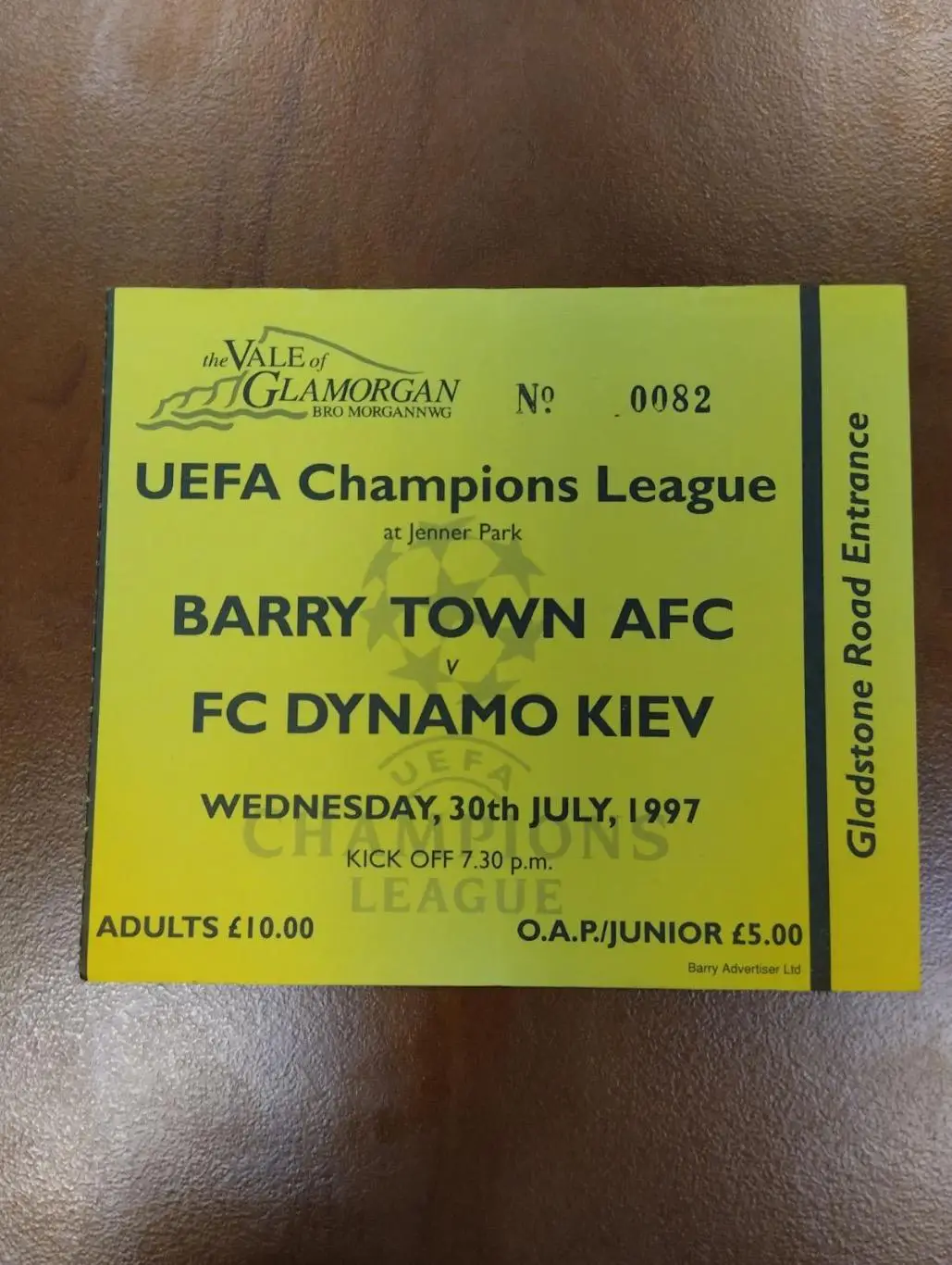 Білет. Барі таун- Динамо Київ 1997.#.