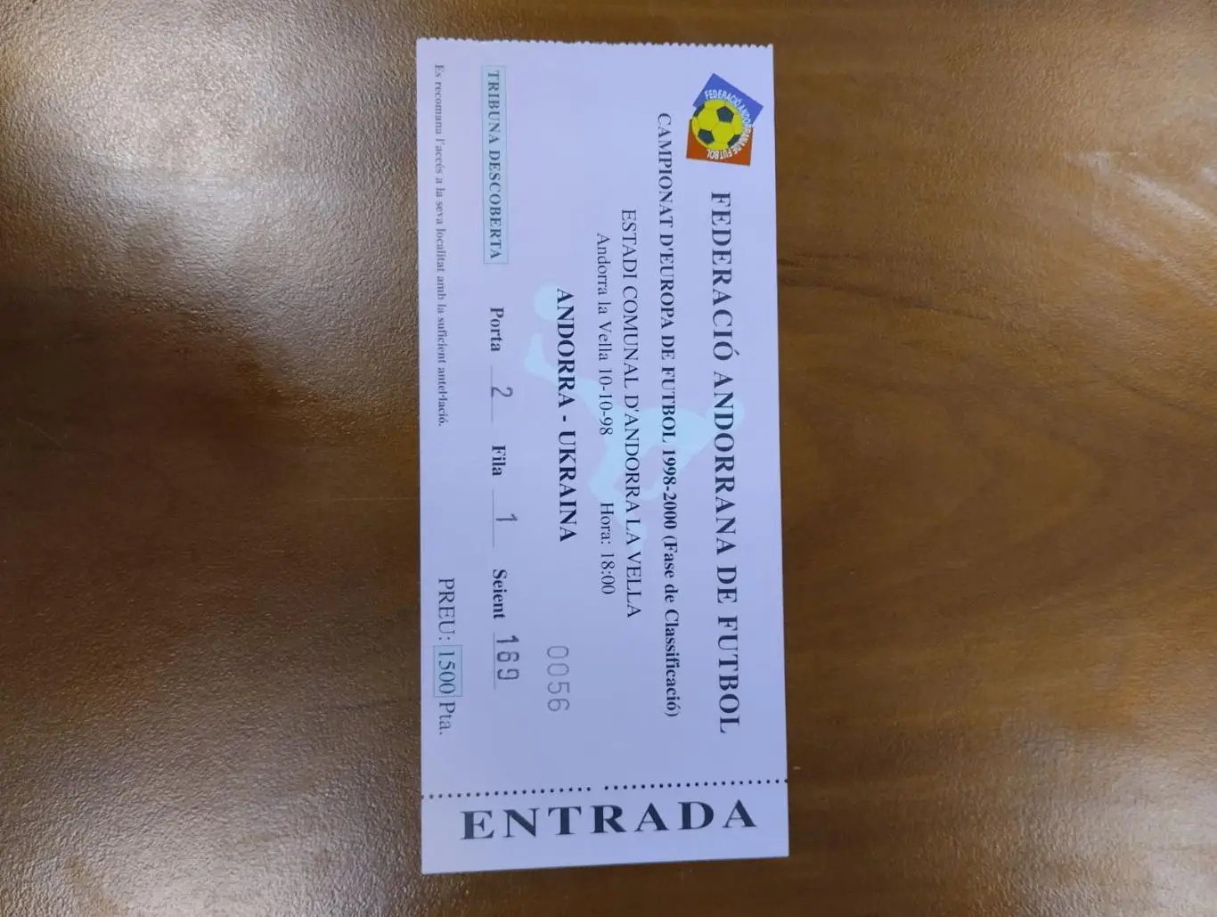 білет. андорра- україна. 1998.).