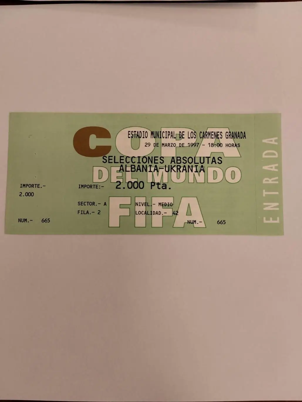 Білет. Албанія- Україна. 1997.#.