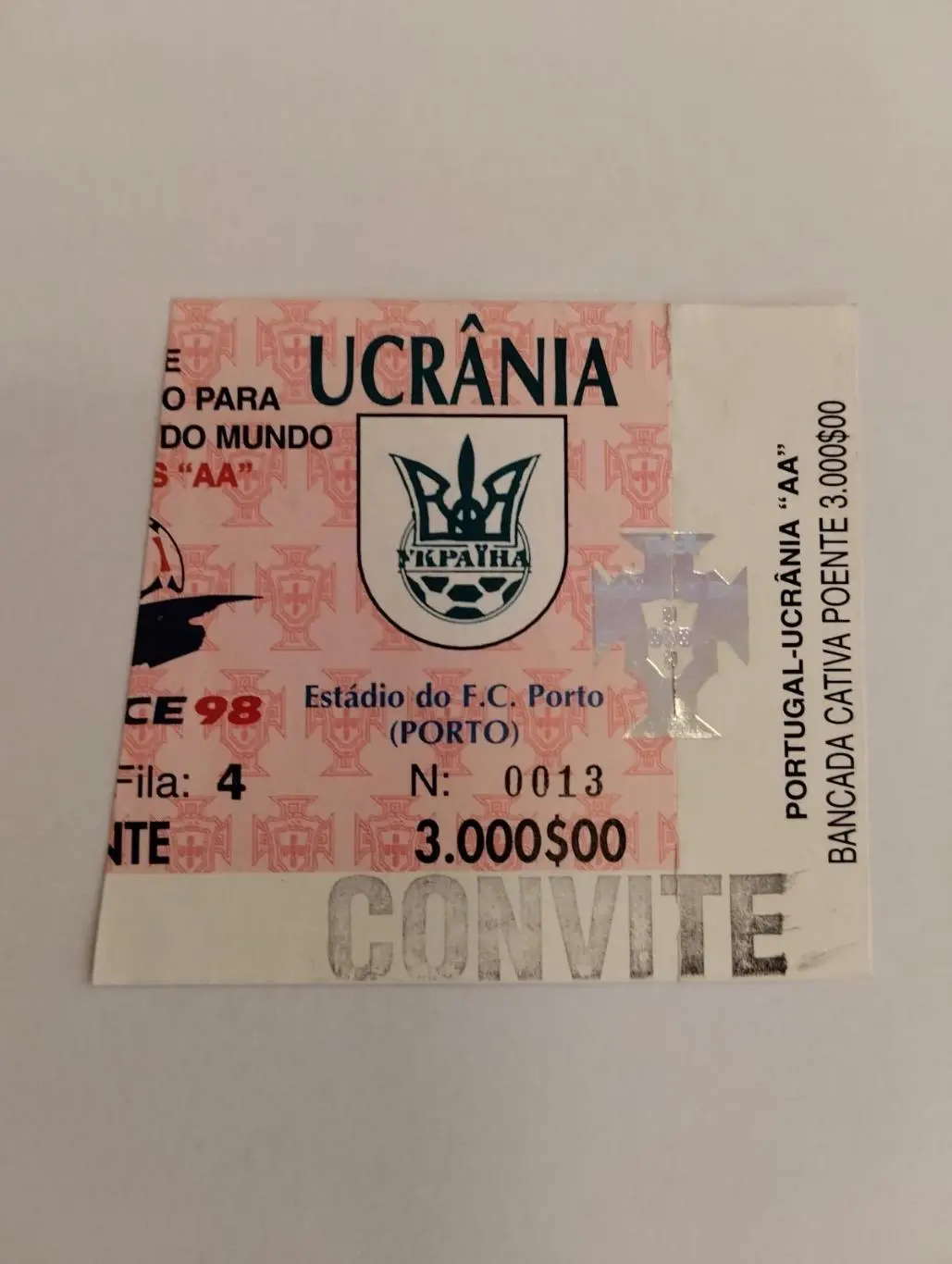 Білет. Чемпіонат світу 1998. Португалія- Україна.#.