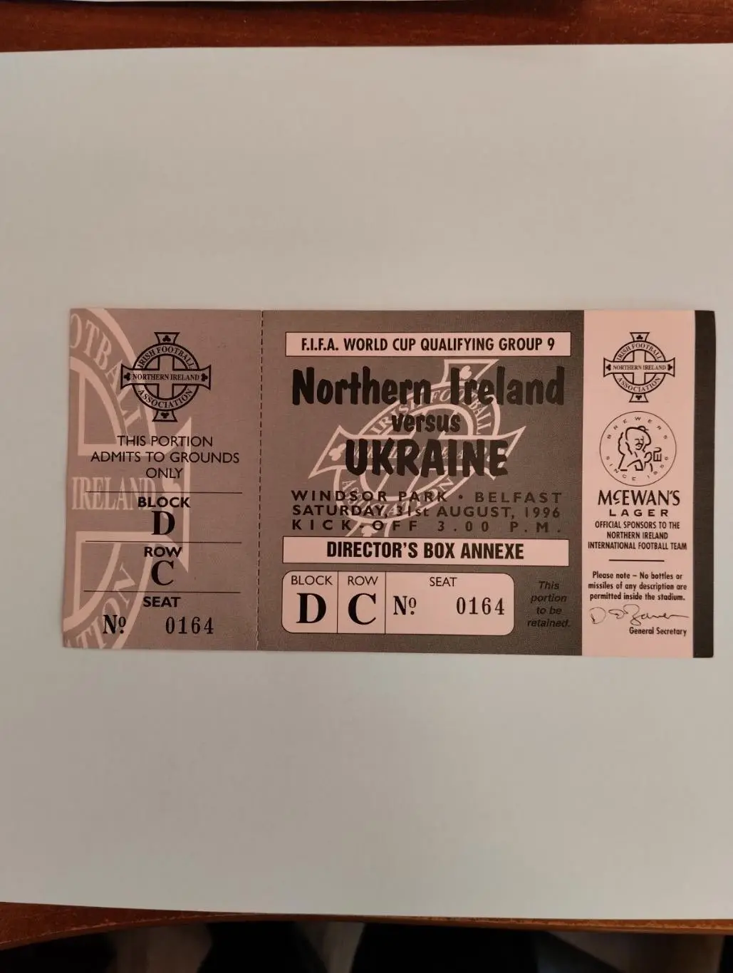 Білет. Ірландія/ Україна.1996.#.