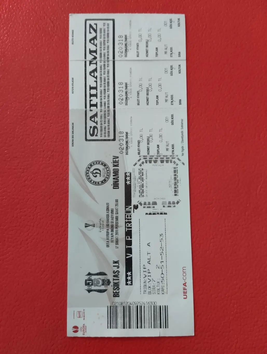 Білет. Бешикташ- динамо Київ.2011#.