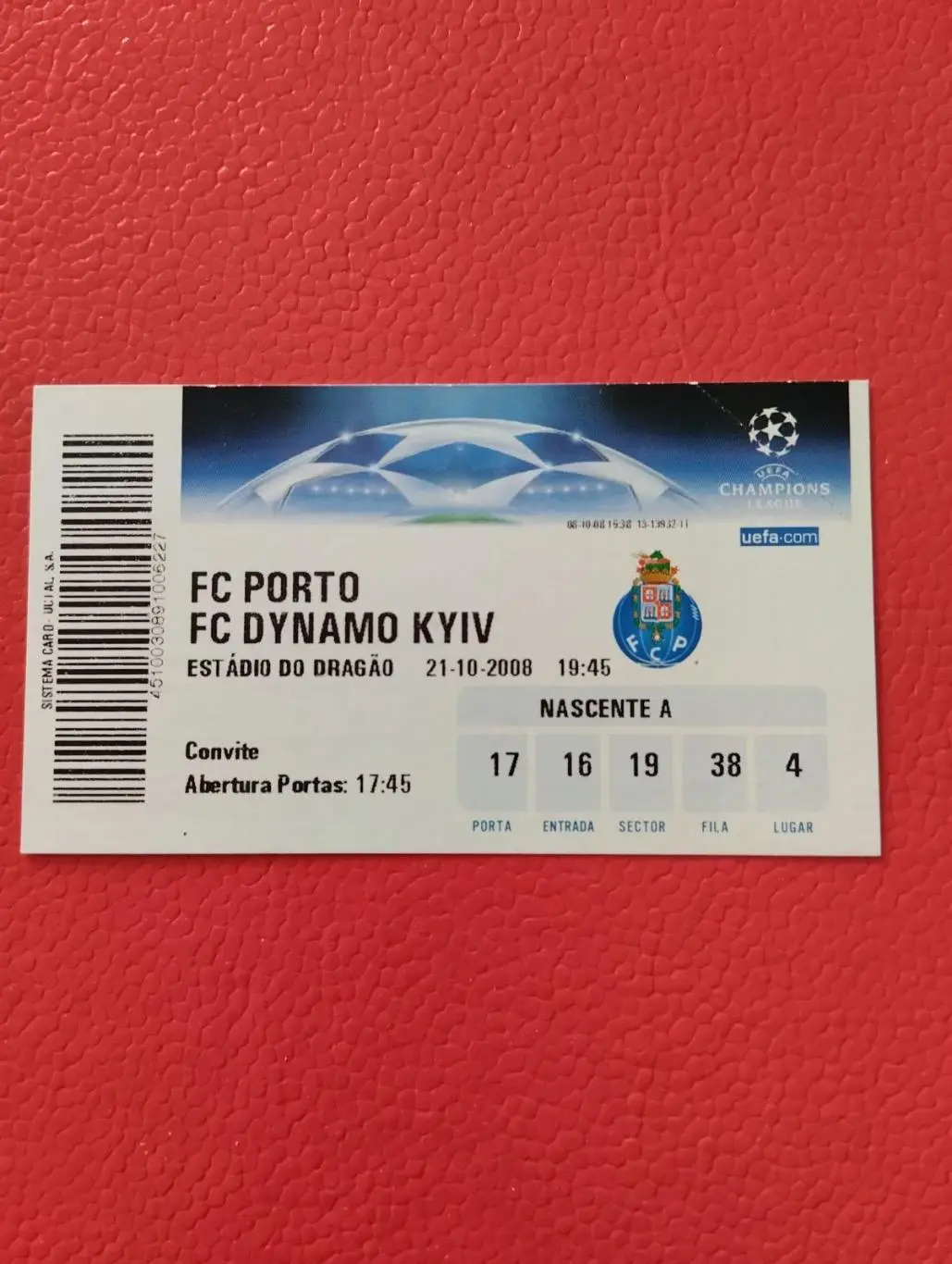 Білет. Порто -Динамо Київ.2008.#.