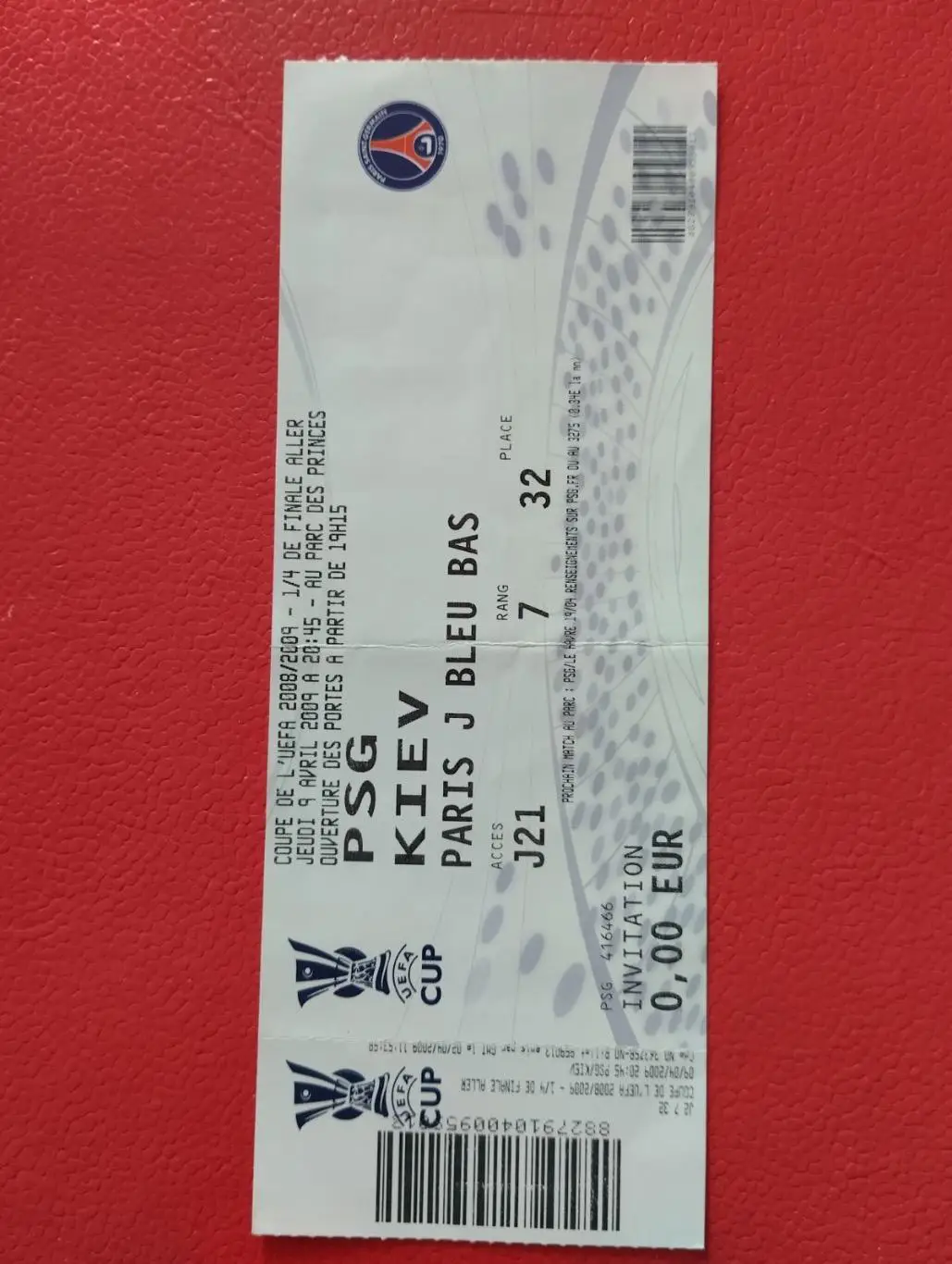 Білет. ПСЖ - Динамо Київ. 2009.#.