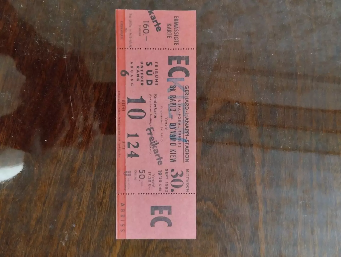 Білет.Рапід - Динамо Київ.1992.#.