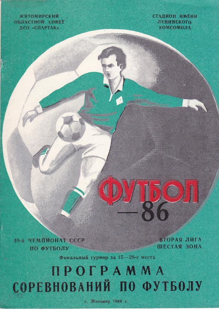Футбол Календарь-справочник 1986 Житомир