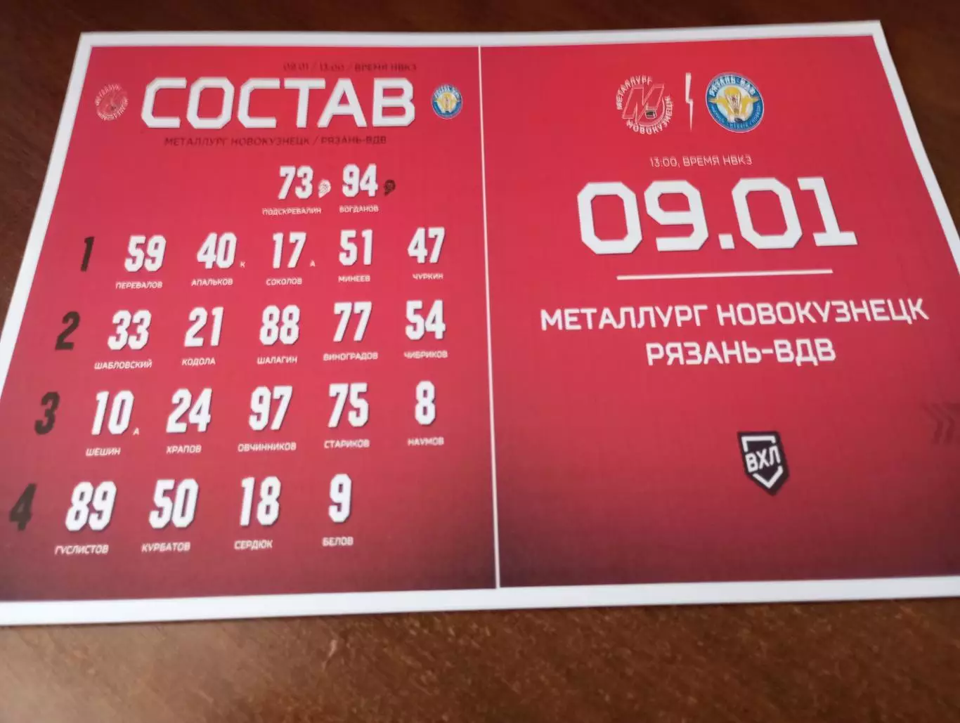 Металлург (Новокузнецк) - ХК. Рязань -ВДВ... 9.01.2026..