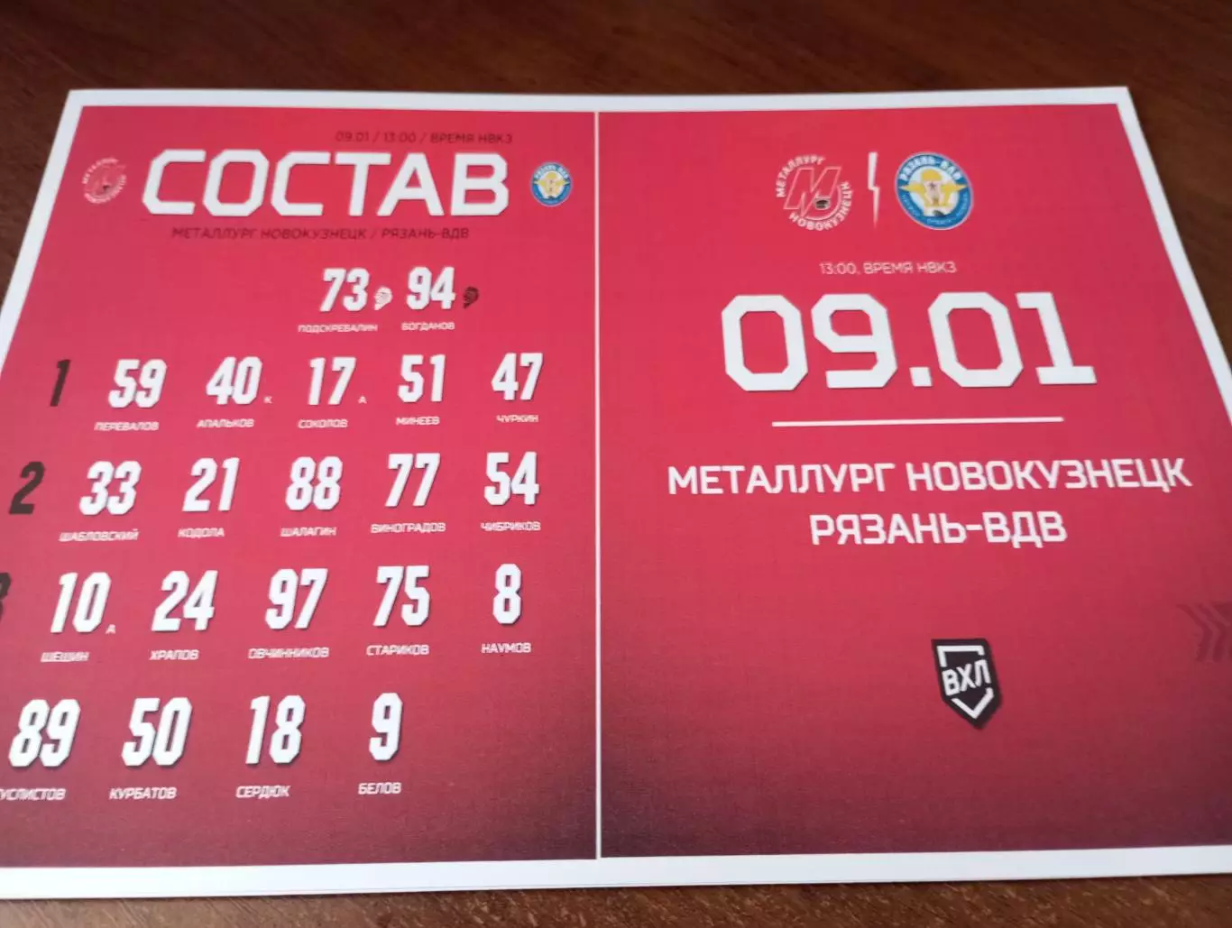 Металлург (Новокузнецк) - ХК. Рязань -ВДВ... 9.01.2026..