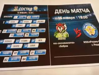 МХК. ЭКОНИВА (Бобров Воронежская область ) - МХК. Рязань -ВДВ. ..16.01.2026....