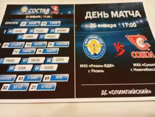 МХК. Рязань -ВДВ.- МХК. Сокол (Новочебоксарск)...25.01.2026.