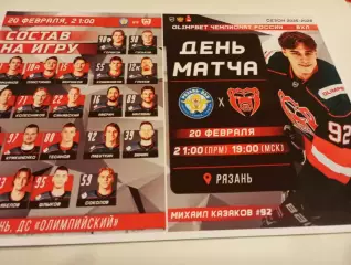 ХК. Рязань - ВДВ .- Молот(Пермь)..20.02.2026. .