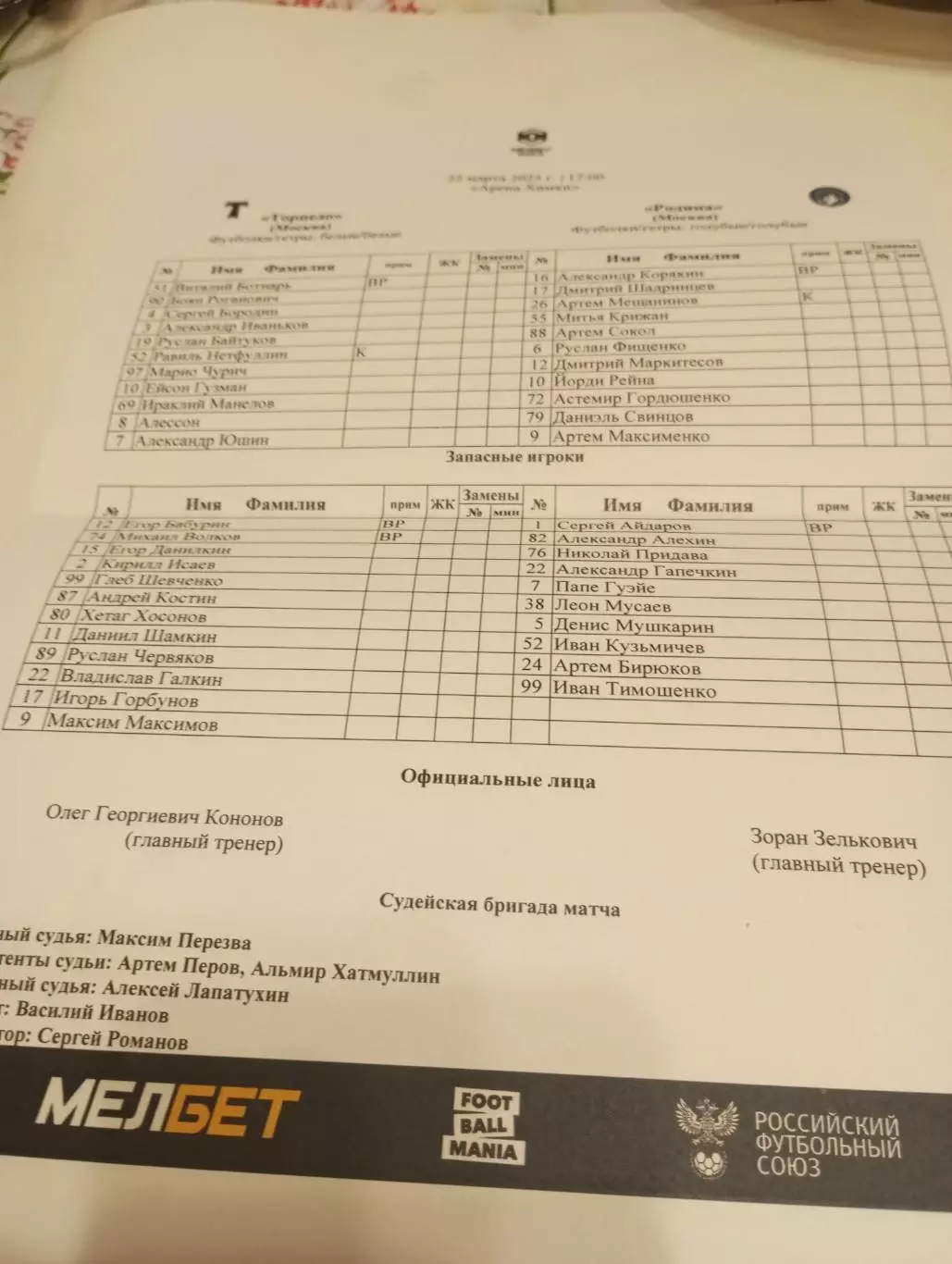 Торпедо Москва - Родина (Москва).22.03.2025.