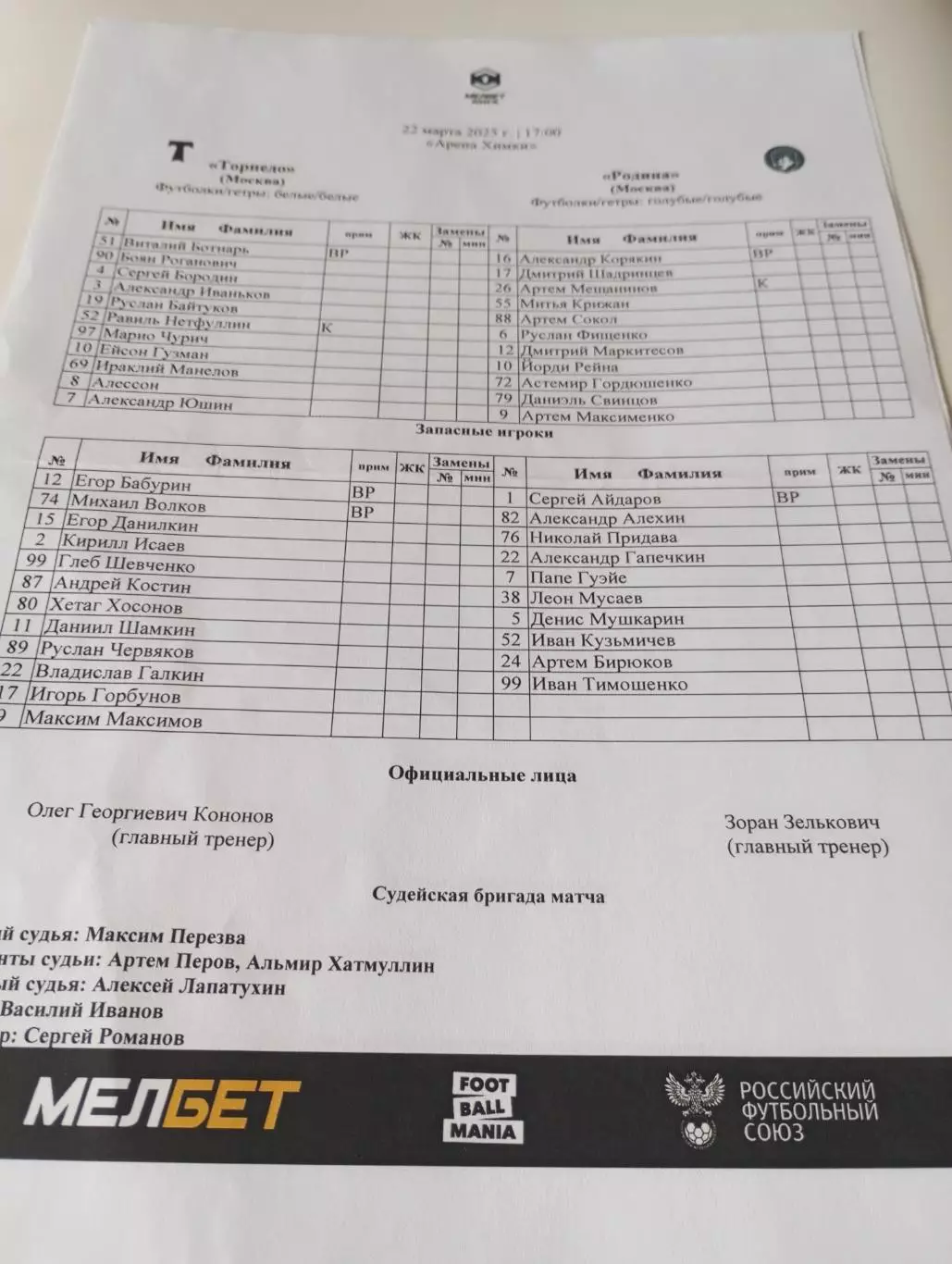 Торпедо Москва - Родина (Москва)....22.03.2025.