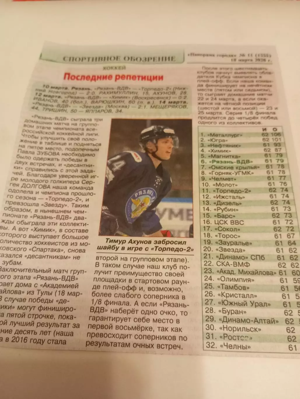 ХК. Рязань-ВДВ - Торпедо -2Нижний Новгород/Воскресенск/Звезда( Москва ).2026.