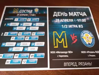 МХК.Рязань ВДВ - МХК .МеталлургВО (Череповец) 29.04.2026..Плей-офф. 1/2