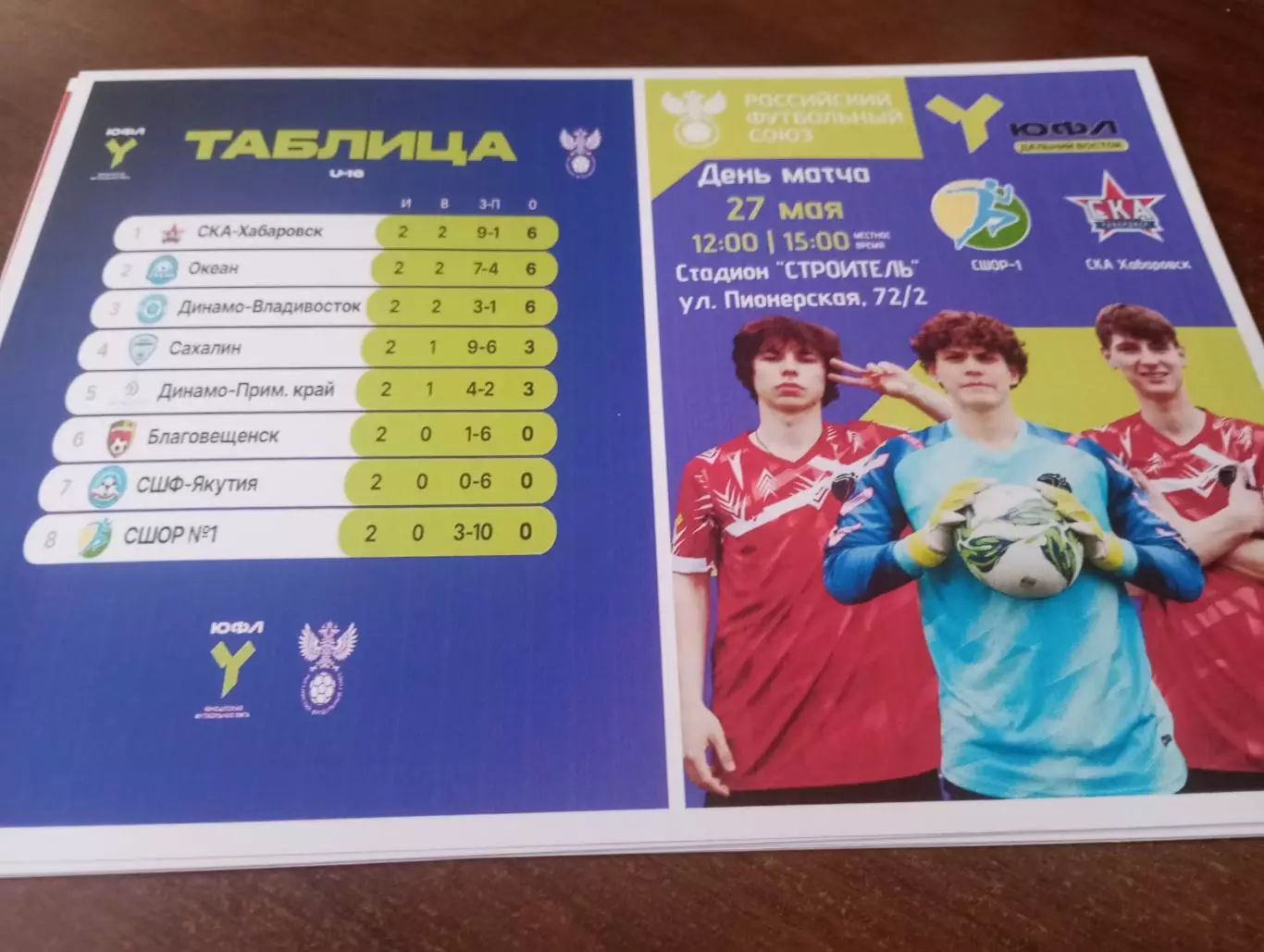 СШОР -1(Комсомольск-на-Амуре) - СКА( Хабаровск). 27.05.2026.(ЮФЛ. U-16)