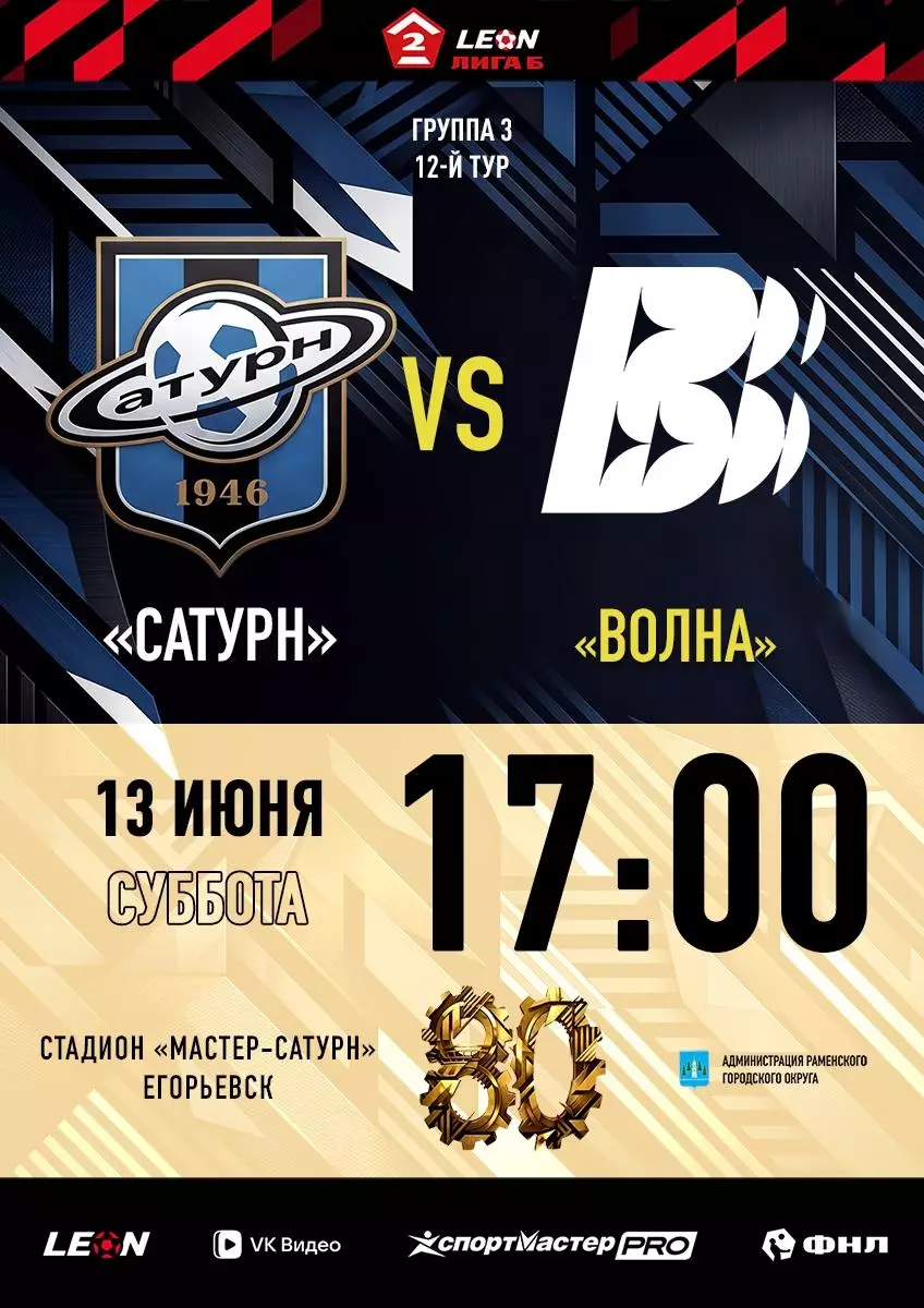Сатурн(Раменское) - Волна(Нижегородская область).13.06.2026.
