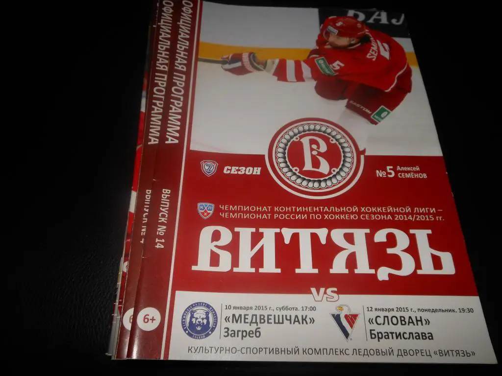 Витязь (Чехов) - Медвешчак(Загреб)/Слован (Братислава) 10/12.01.2015.