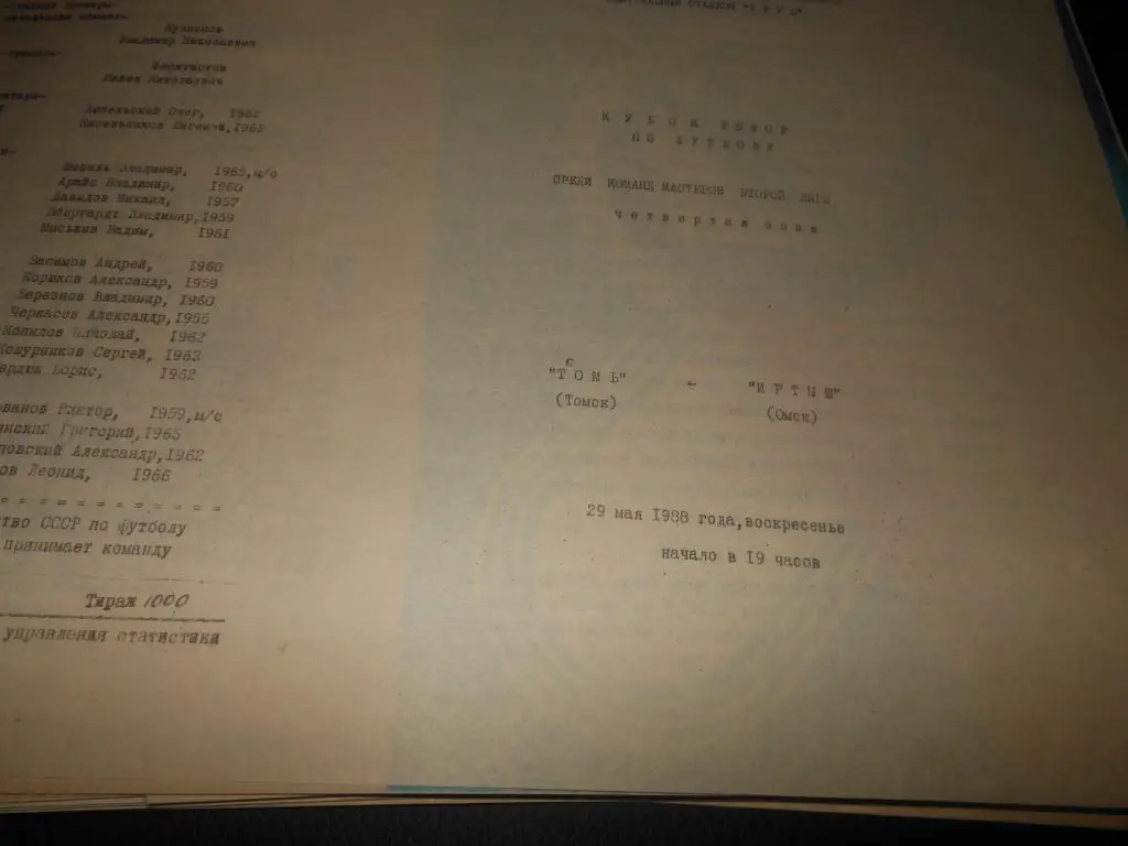 Томь (Томск) - Иртыш (Омск) 1988