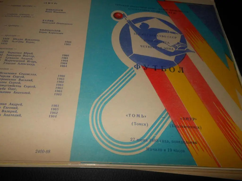 Томь (Томск) - Амур (Благовещенск) 1988