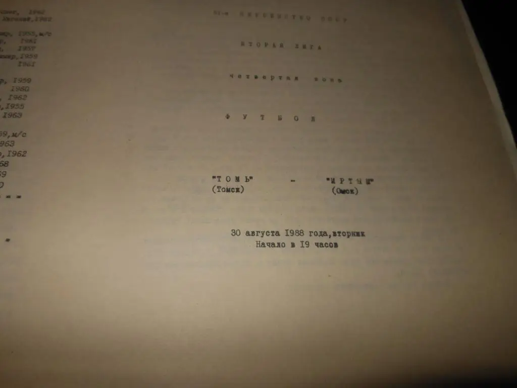 Томь (Томск) - Иртыш (Омск) 1988