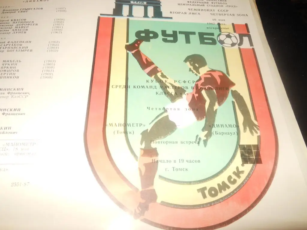 Манометр (Томск) - Динамо (Барнаул) 1987