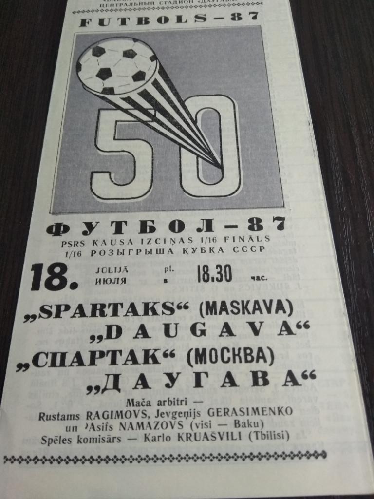 Даугава (Рига) - Спартак (Москва) 1987