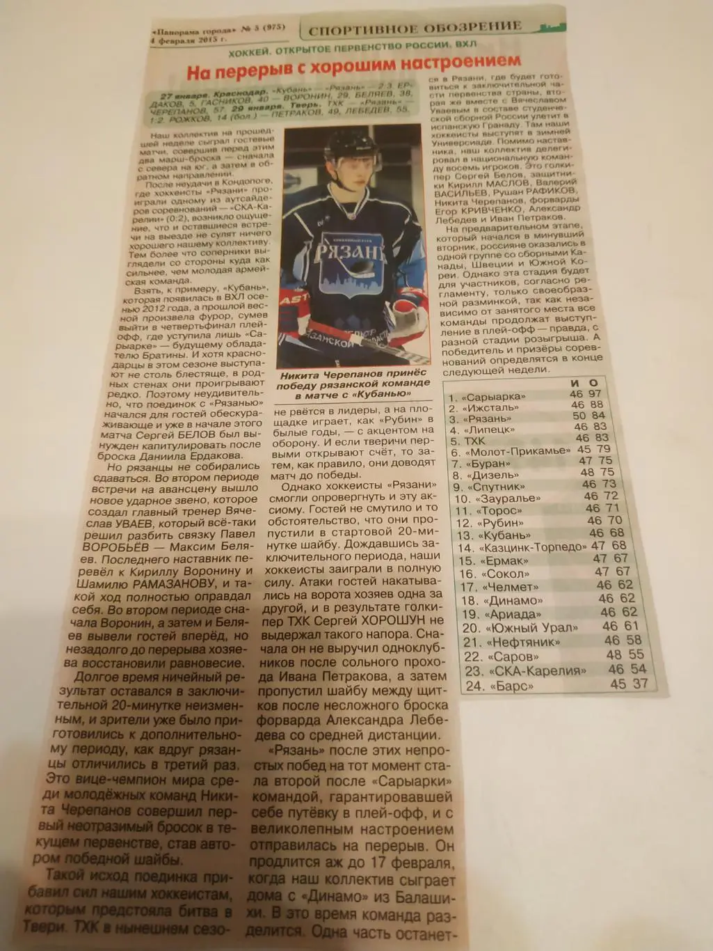 ХК Рязань - Кубань (Краснодар) /Тверь.27/29.01.2015..(отчёты о играх)