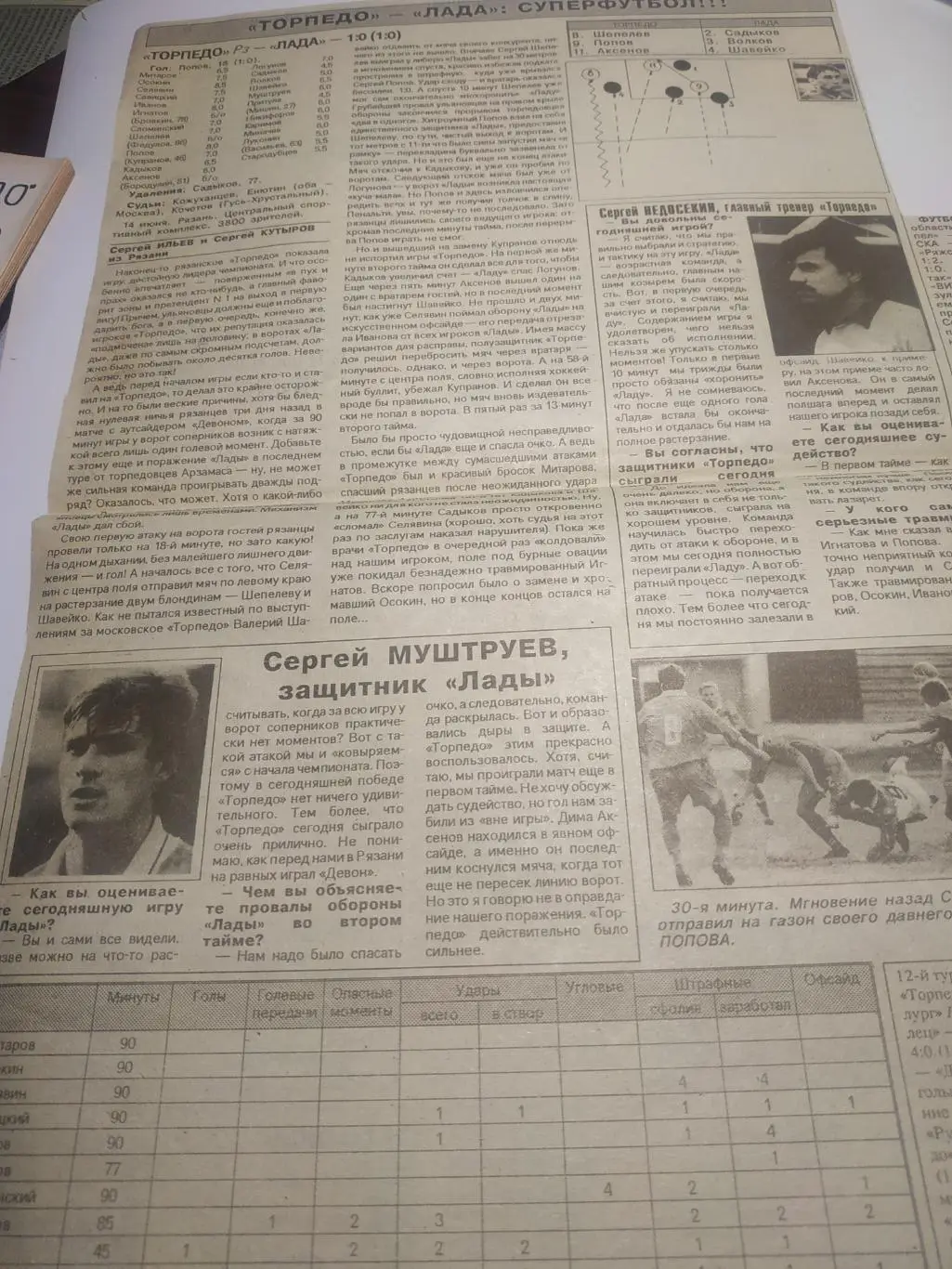 Торпедо (Рязань) - Лада(Димитровград) 14.06.1994. .(отчёт о матче)