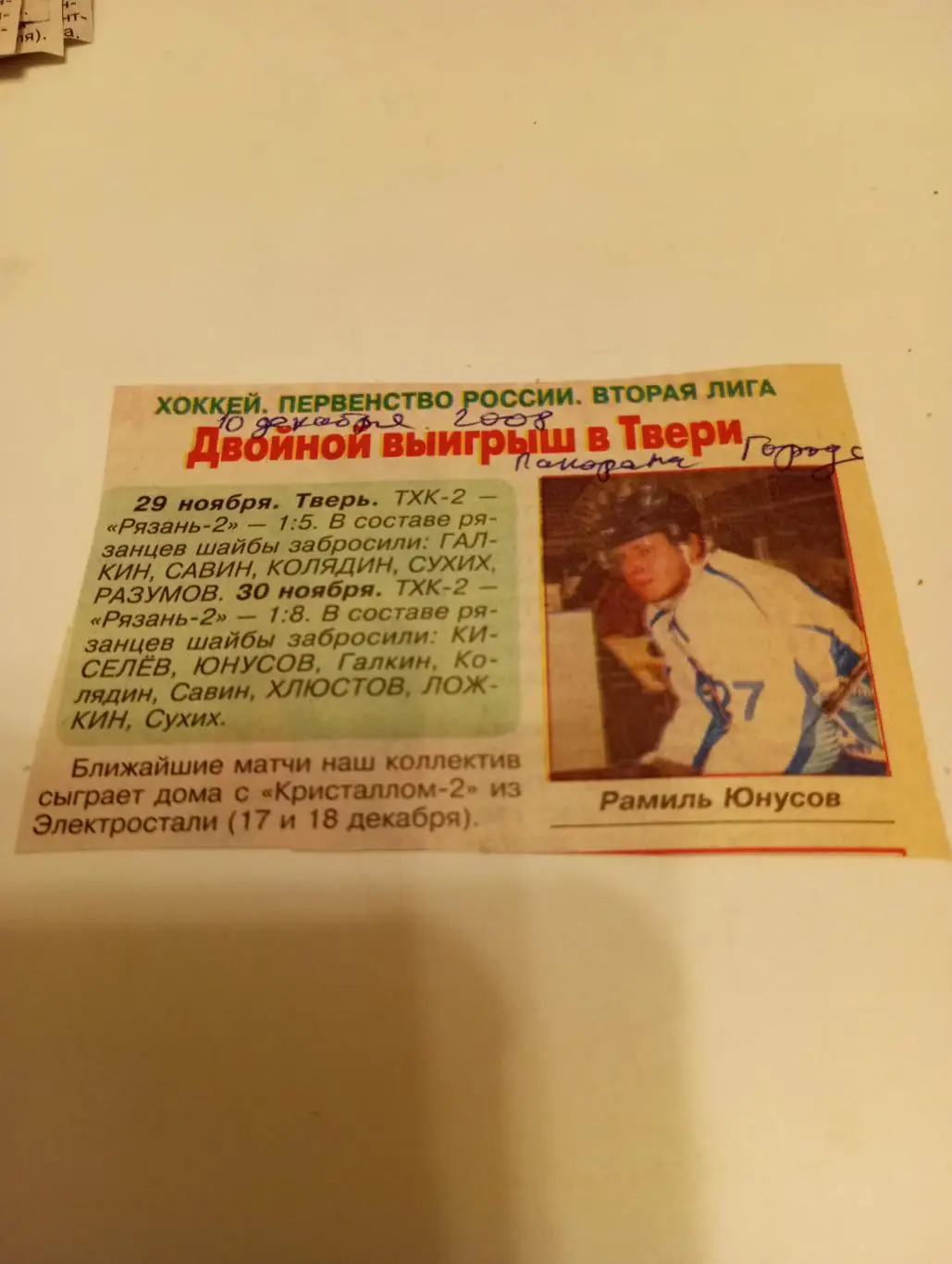 ТХК-2(Тверь ) - ХК Рязань. - 2. 29/30.11.2008. (.Счёт (1-5. 1-8))