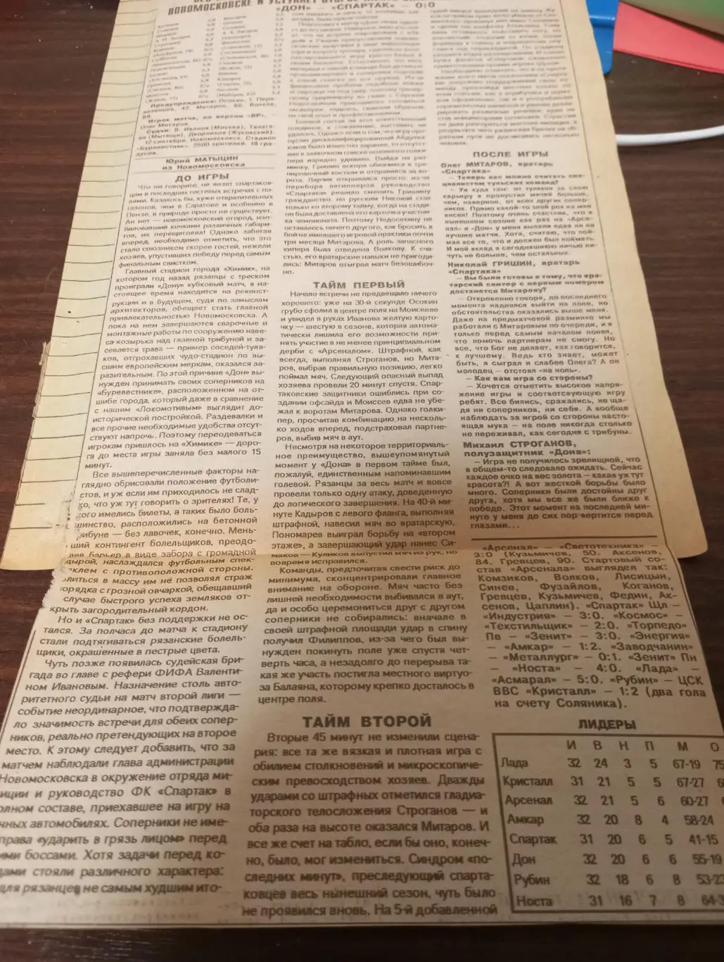 Дон(Новомосковск)/Арсенал (Тула) - Спартак (Рязань). 12/15.09.1996 счёт (0-0 2-0 1