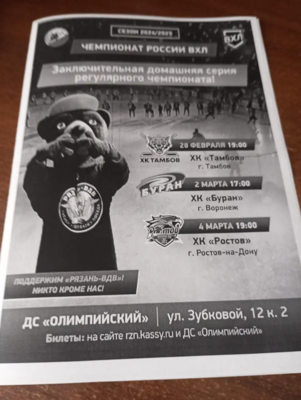 ХК.Рязань-ВДВ - Буран (Воронеж). 2.03.2025. .(2- вид)..