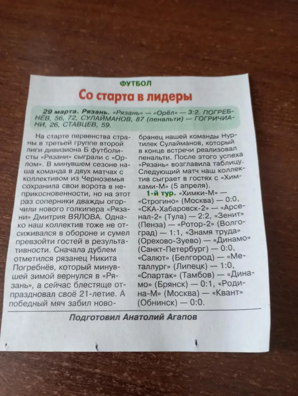 ФК. Рязань - ФК. Орёл..29.03.2025...Счёт (3-2)