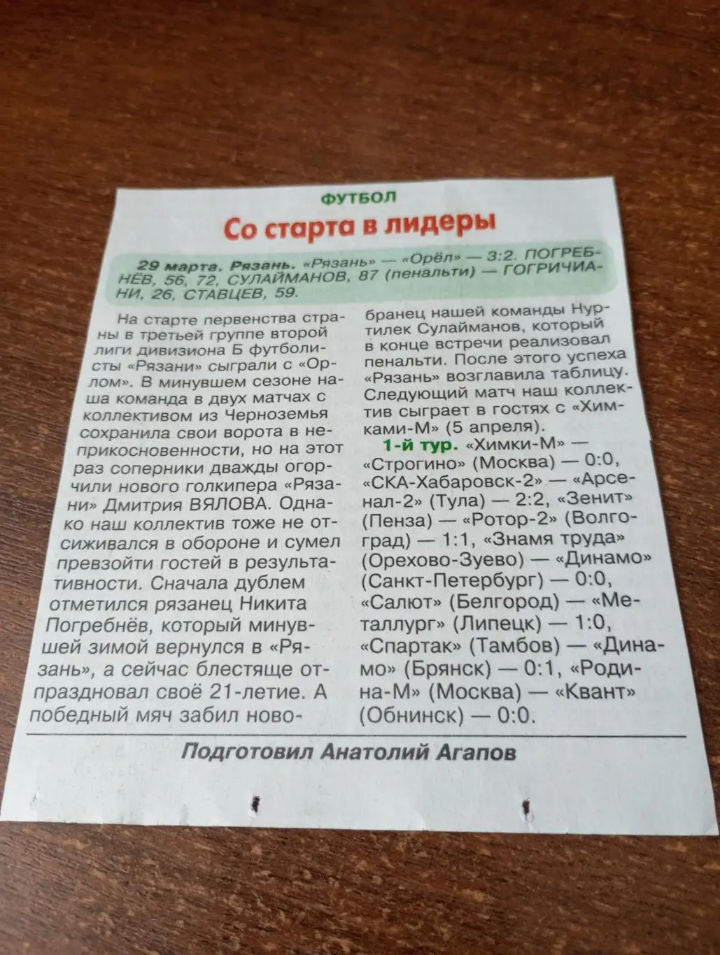 ФК. Рязань - ФК. Орёл..29.03.2025...Счёт (3-2)