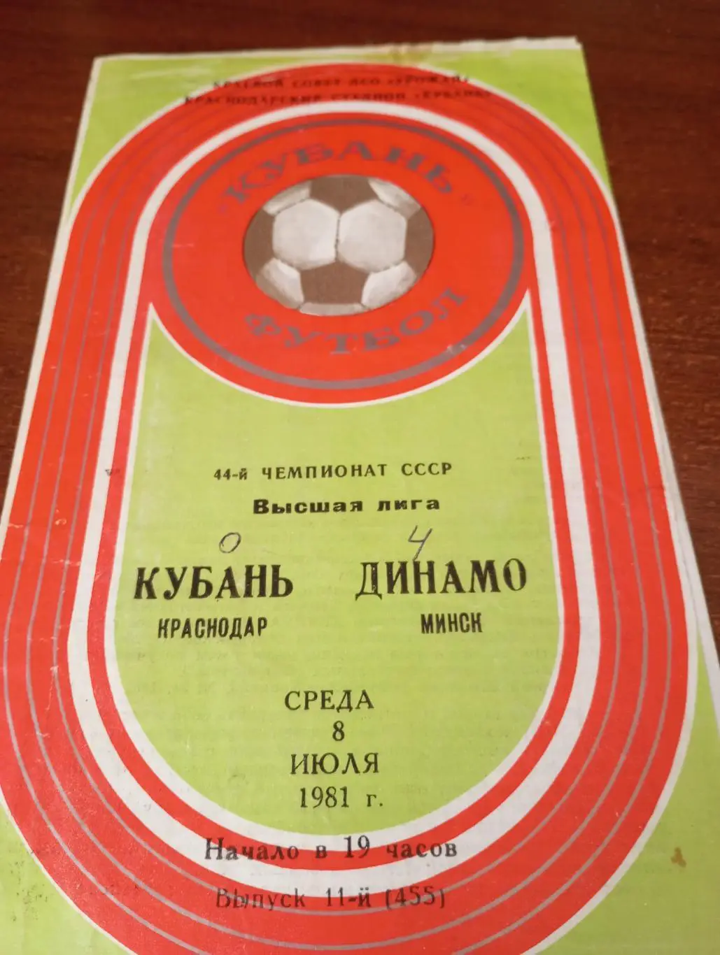 Кубань (Краснодар) - Динамо (Минск). 8.07.1981.