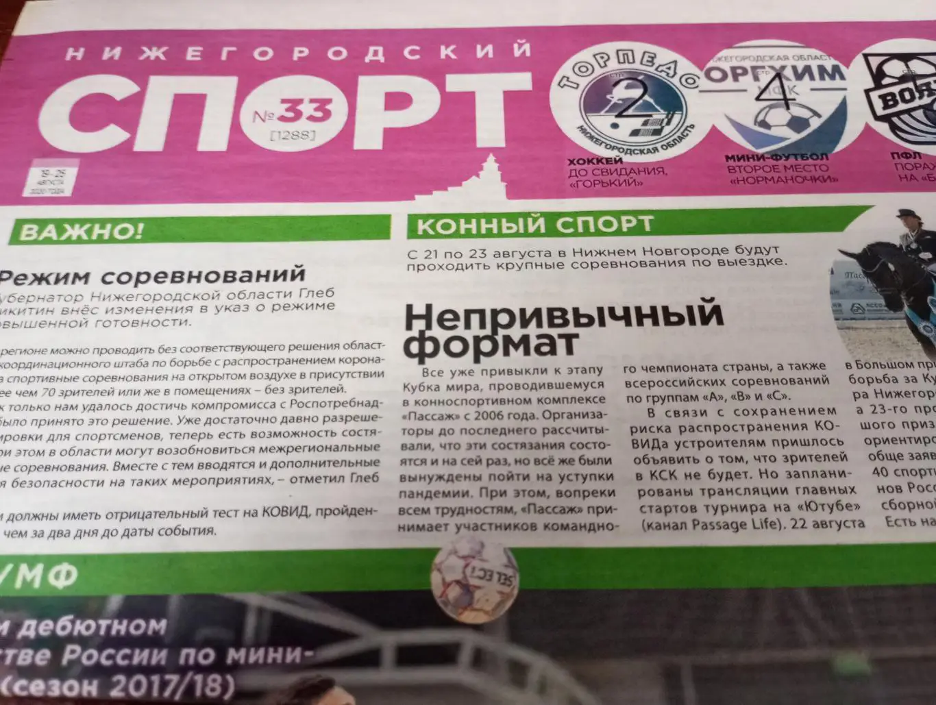 Нижегородский Спорт №33(1288).август..2020.