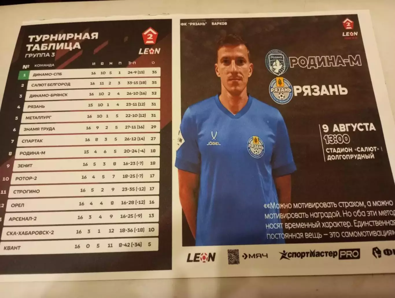 Родина-М(Москва) - ФК. Рязань . 9.08.2025. .Авторская . № 1,