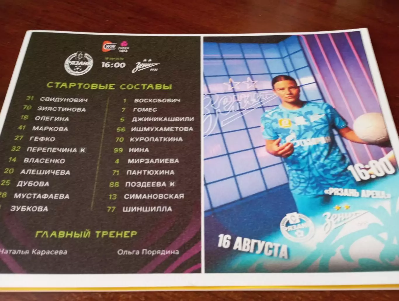 ЖФК. Рязань- ВДВ - ЖФК. Зенит (Санкт-Петербург).16.08.2025. .Авторская № 3..