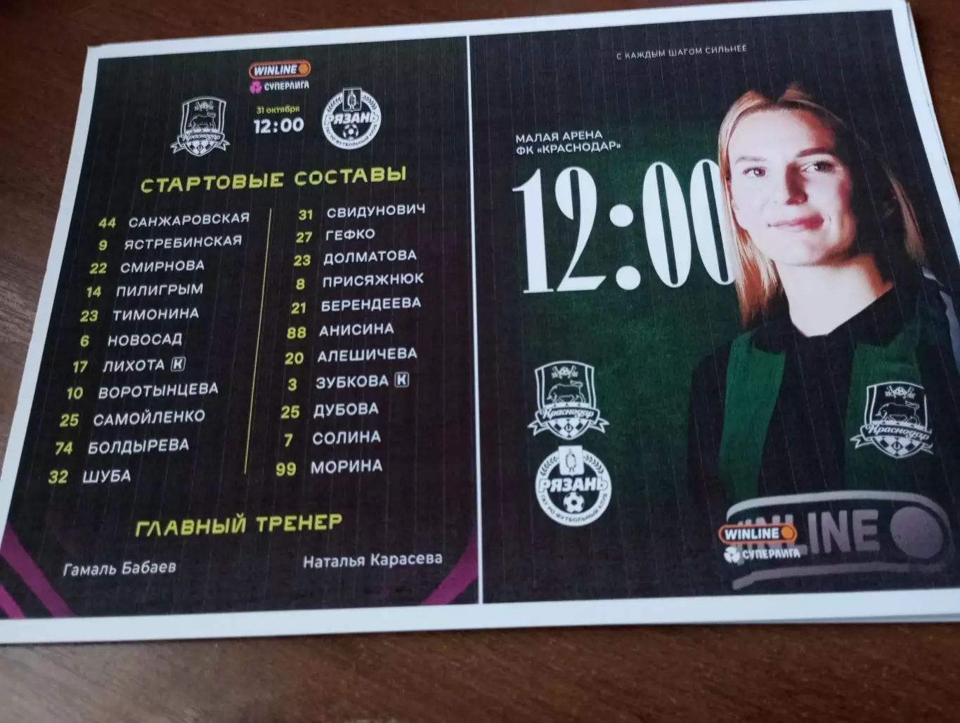 ЖФК. Краснодар - ЖФК РязаньВДВ ...31.10.2025..№ . 3