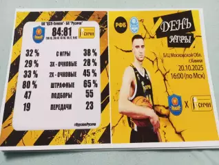 БК. ЦСП . Химки- БК.Русичи(Курск) 20.10.2025.